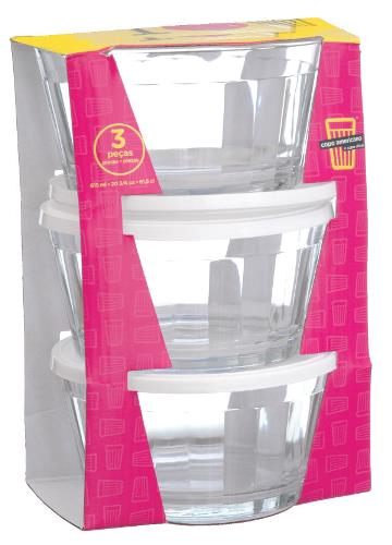 AMERICANO CJ TIGELA C/TPA COLOR 615 ML C/ 03 PCS - CAIXA C/ 4 PEÇAS