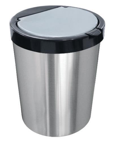 LIXEIRA P/ ESCRITORIO COM LABEL INOX 10L C/ CLICK