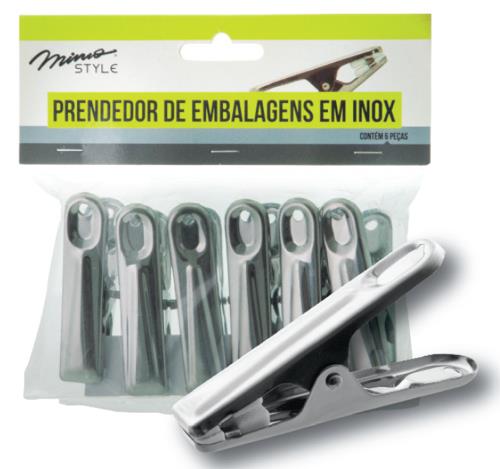 PRENDEDOR DE EMBALAGENS INOX - JG C/ 06 PCS