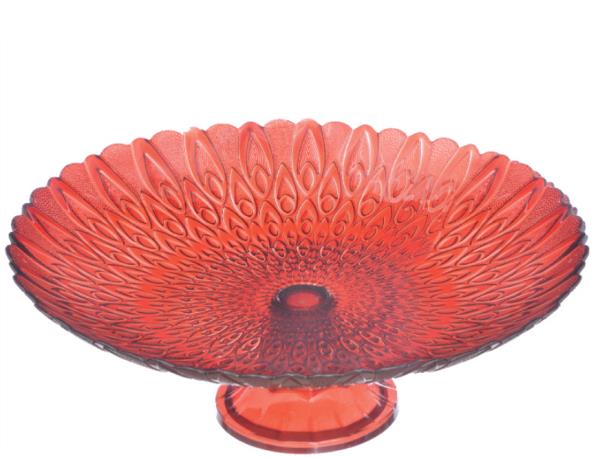 CENTRO DE MESA PLUMA C/ PE  Ø38 X 19CM VERMELHO