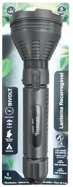 LANTERNA 1 LED BIVOLT 5W RECARREGAVEL