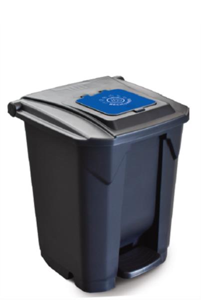 LIXEIRA C/ PEDAL / TPA CLIC / RODA 60L PRETA RECIC