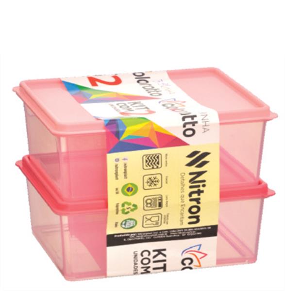 KIT C/ 2 POTES 450 ML FIT RETANGULAR DEGRADE