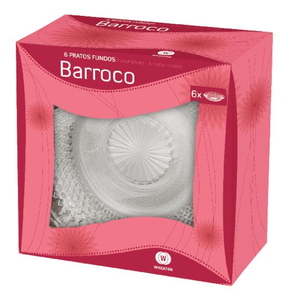 BARROCO - CJ PRATO FUNDO C/ 06 PC 22X22X12 CM