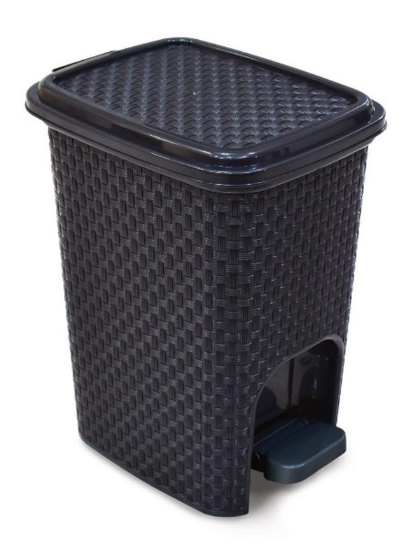 LIXEIRA C/ PEDAL 7L RATTAN PRETA