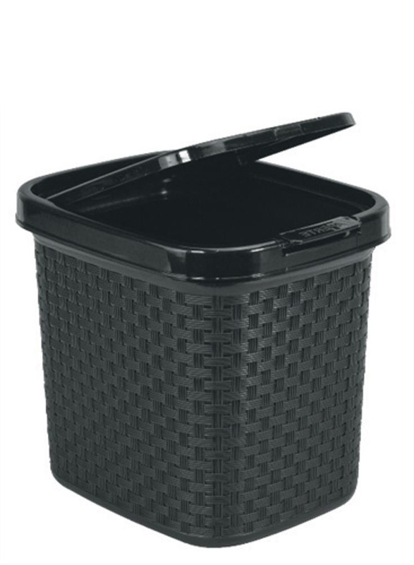 LIXEIRA RATTAN COM CLICK PRETA 4,5L