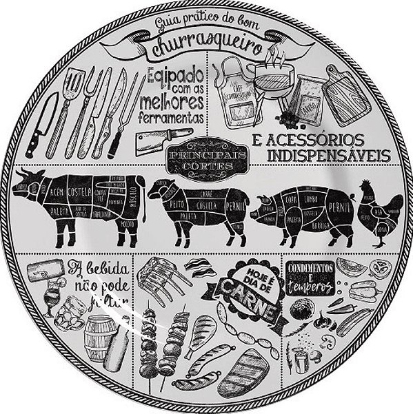 CHURRASCO - PRATO RASO 29 CM - CAIXA C/ 6 PEÇAS