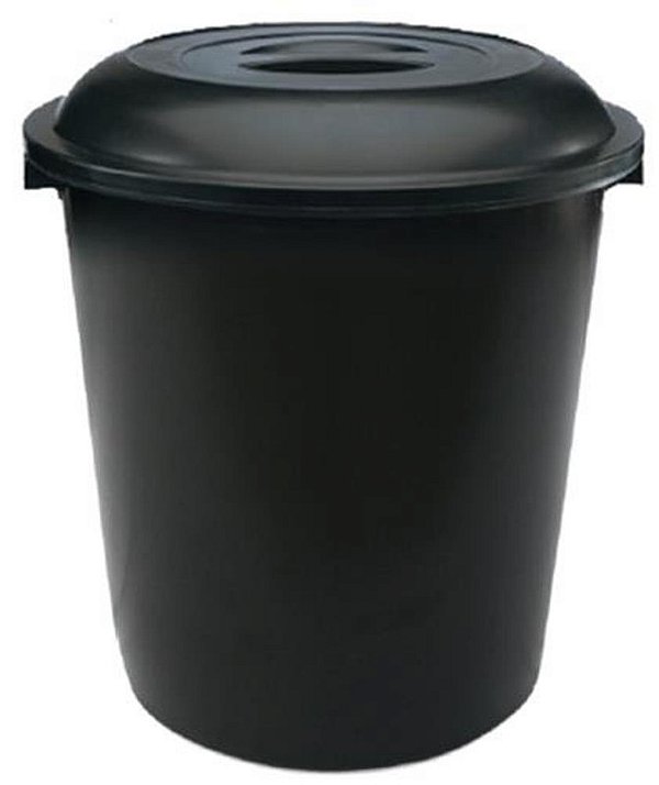 CESTO FECHADO PRETO C/ TAMPA PRETA 97 LTS