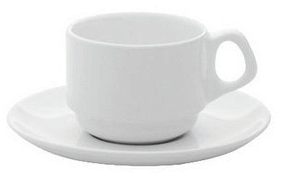 PORCELANA BRANCA XICARA CAFE EMPILHAVEL C/ PIRES 75 ML - CAIXA C/ 12 PEÇAS