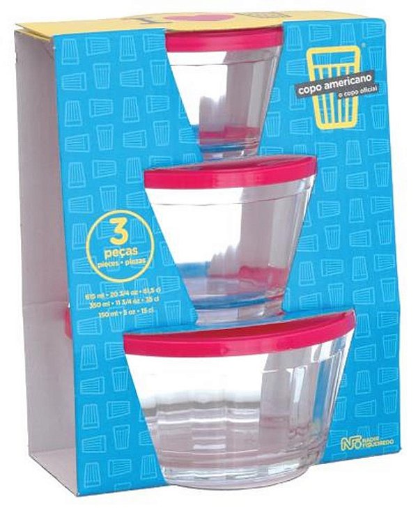 AMERICANO JG TIGELAS C/ TAMPA 3PC - CAIXA C/ 6 PEÇAS