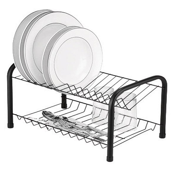 BLACK - ESCORREDOR BERCO TUBO - P/ 12 PRATOS 40X25,5X25,5 CM