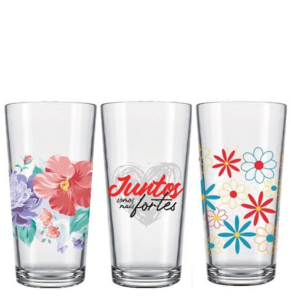 BAR COPO LONG DRINK 260 ML DECOR MISTO - CAIXA C/ 24 PEÇAS