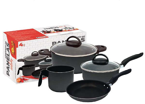 CJ DE PANELAS C/ CX ANTIADERENTE PRETO C/ 04 PCS