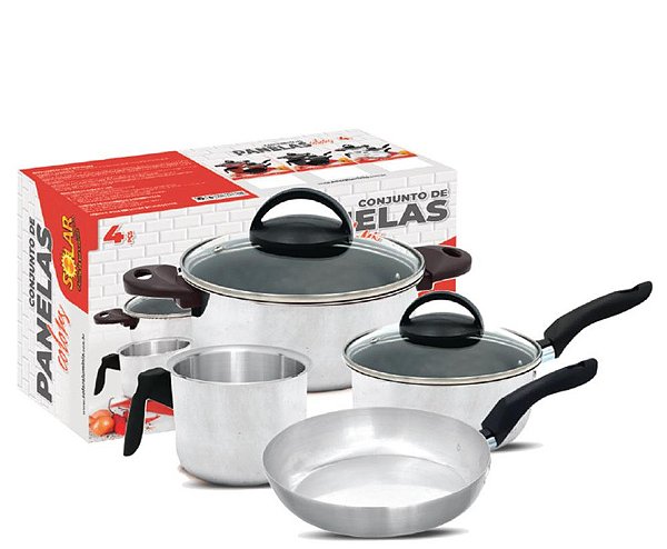 CJ DE PANELAS C/ CX POLIDO C/ 04 PCS
