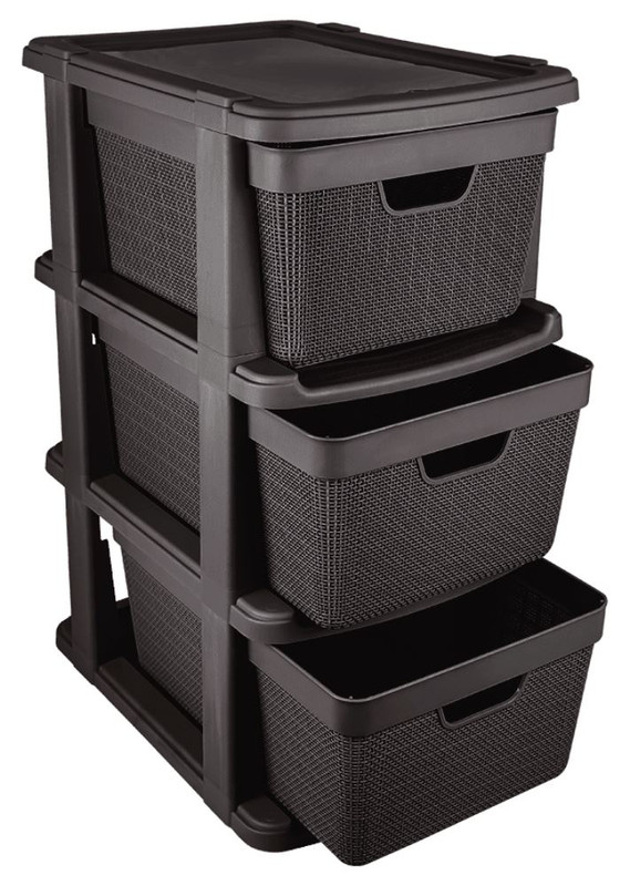 GAVETEIRO DE CHAO 3 GAVETAS 15L JUTA PRETO 59,2X42X30,5 CM