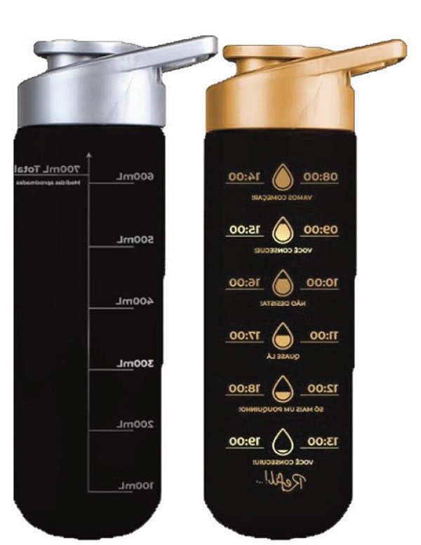 SQUEEZE PET 700 ML PRETA GRAD DOURADO / PRATA
