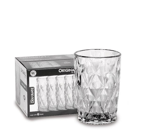 COPO DIAMANTE 400 ML - CAIXA C/ 6 PEÇAS