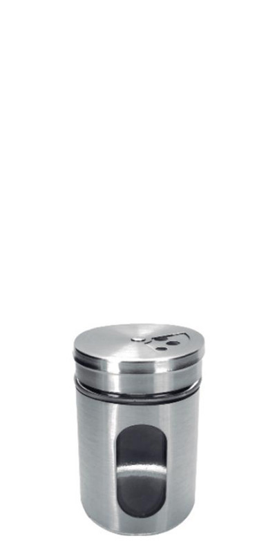 PORTA CONDIMENTOS INOX 94ML C/ VISOR VIDRO - CAIXA C/ 12 PEÇAS