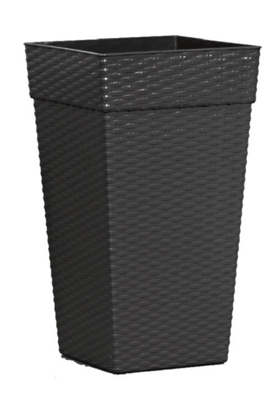 VASO QUADR COLUNA PRETO RATTAN 28 LTS