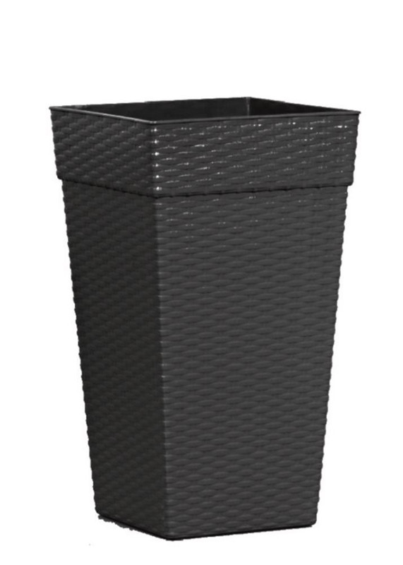 VASO QUADR COLUNA PRETO RATTAN 17,5 LTS