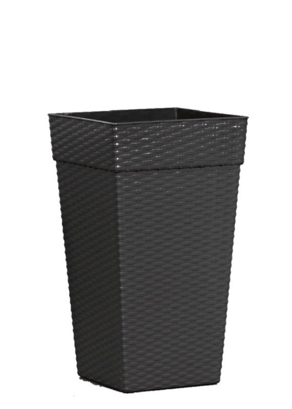 VASO QUADR COLUNA PRETO RATTAN 10 LTS
