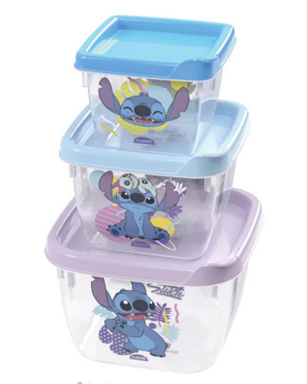 CJ CONECTS POTE QUADR C/ 3 PCS STITCH - 140 / 270 / 470 ML