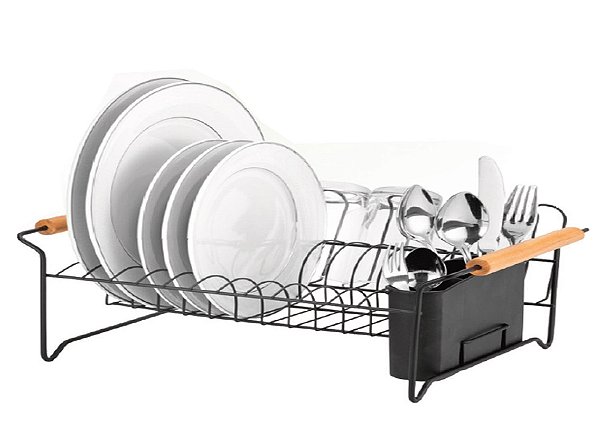 ECO - ESCORREDOR C/ PORTA TALHER / COPO P/ 12 PRATOS 38X31,2X17 CM