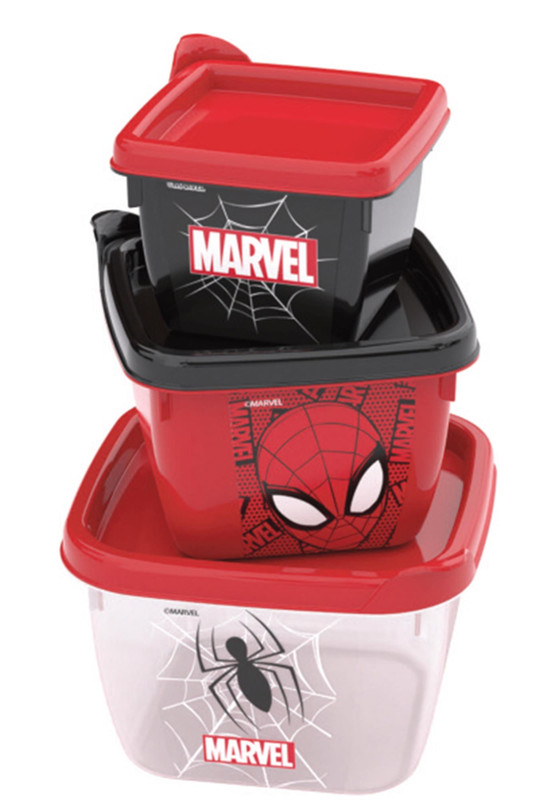 CJ CONECTS POTE QUADR C/ 3 PCS HOMEM ARANHA - 140 / 270 / 470 ML