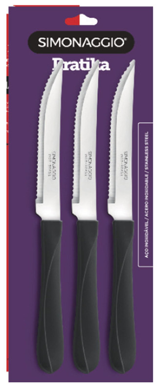 PRATIKA TREND - FACA CARNE C/ 03 PC CB PRETO