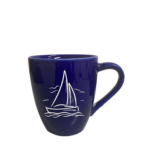 CANECA 250ML GLAMOUR AZUL DEC MARITIMO - CAIXA C/ 24 PEÇAS