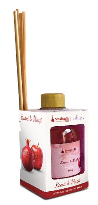 AROMATIZADOR 250 ML ROMÃ E MAÇA C/ VARETA - CAIXA C/ 4 PEÇAS