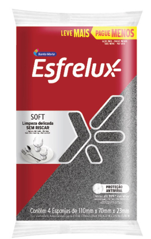 ESPONJA ESFRELUX SOFT C/4 UN 11 X 7 X 2,3 CM