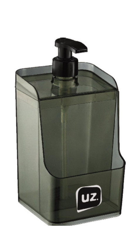 DISPENSER SLIM 500ML PRETO TRANSLUCIDO TAMPA PRETA