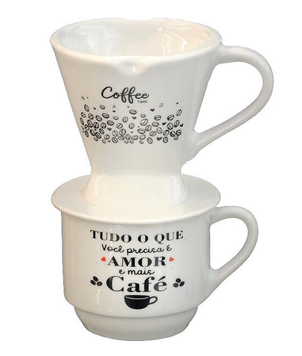 XICARA 200 ML C/ SUPORTE P/ COADOR DE CAFÉ DEC