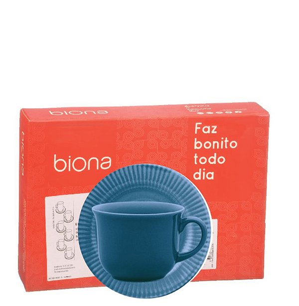 CANELE AZUL CJ XICARA CHA C/ PIRES 12 PCS