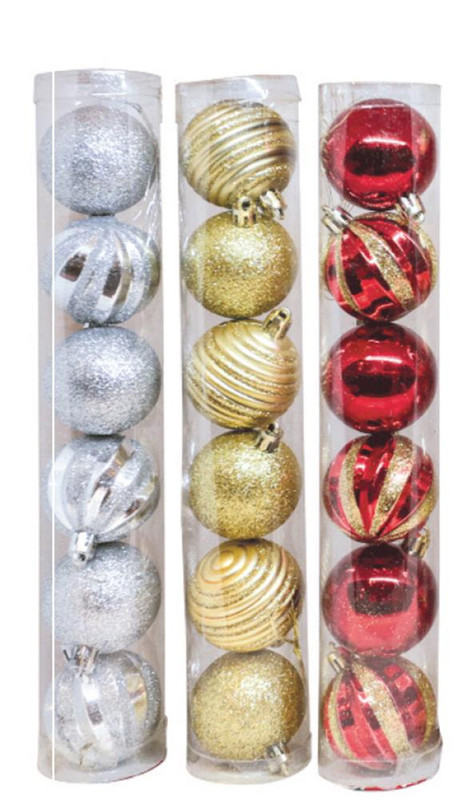 BOLA DECORADA 5CM TUBO C/06 PCS SORT