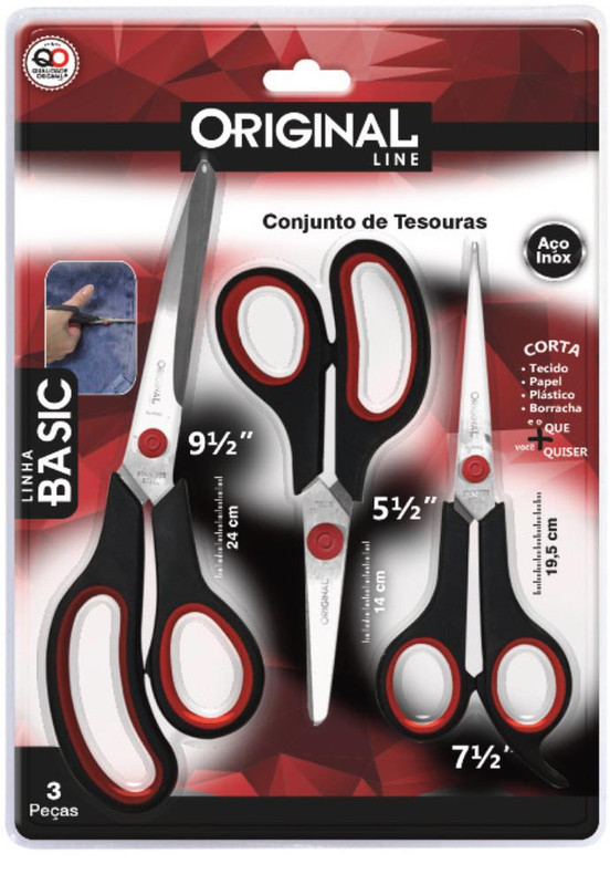 TESOURA CJ C/ 03 PCS - 9 1/2" + 7 1/2" + 5 1/2"