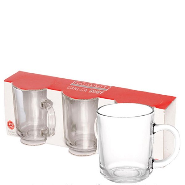 GLASS - CANECA 210ML C/ 03 PCS RUBY