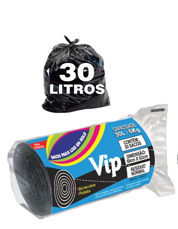 SACO P/ LIXO 030 LTS EM ROLO C/ 20 UN VIP