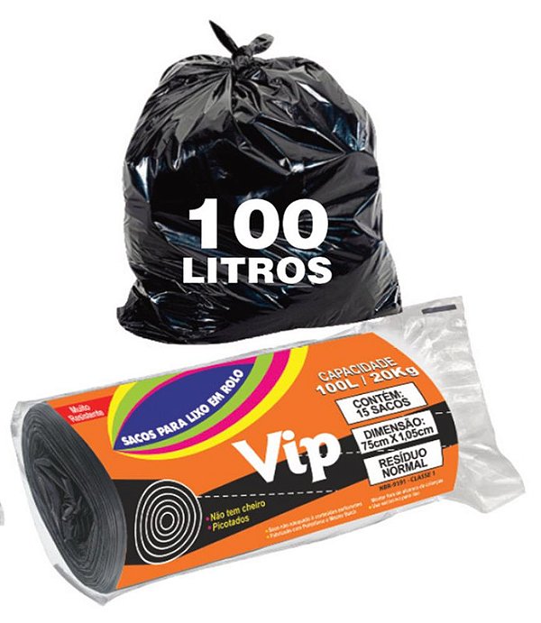 SACO P/ LIXO 100 LTS EM ROLO C/ 15 UN VIP