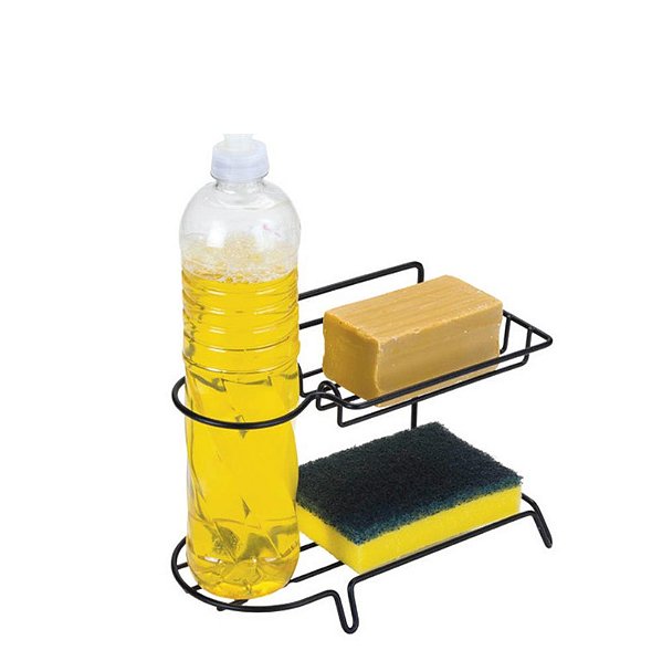 BLACK - PORTA DETERGENTE E BUCHA ARAMADO 20,5X11,5X14,5 CM