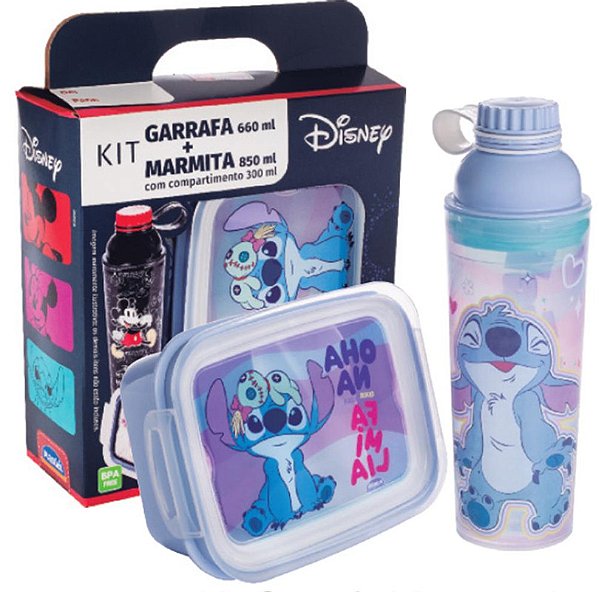 KIT GARRAFA VIP 660ML + MARMITA C/ DIV 850ML STITCH