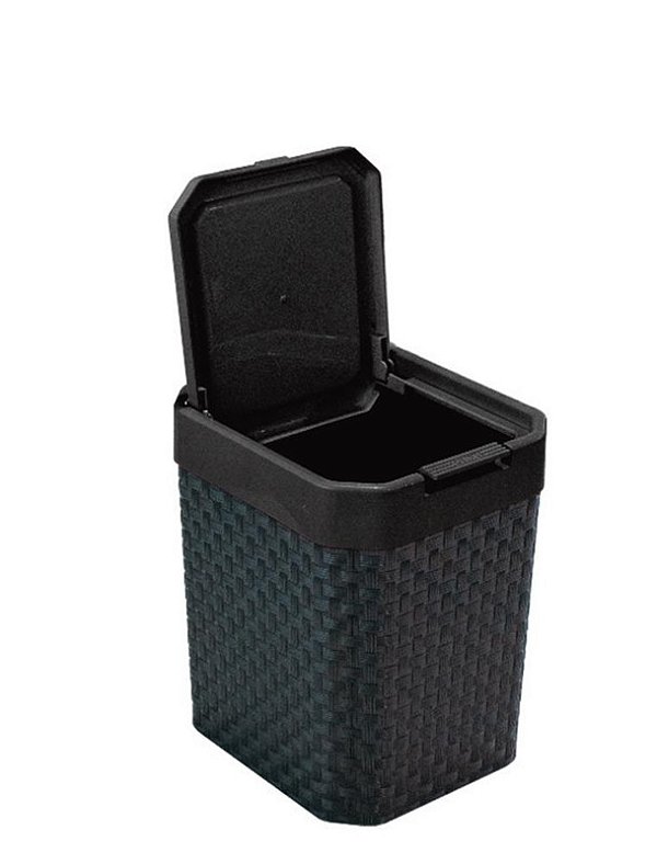 LIXEIRA DE PIA 5L RATTAN C/ TAMPA CLICK PRETA