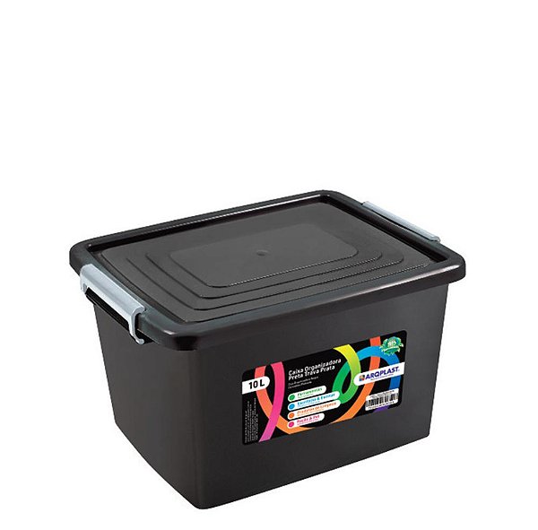 ORGANIZADOR C/ TRAVA 10L PRETA 36 X 26 X 19 CM