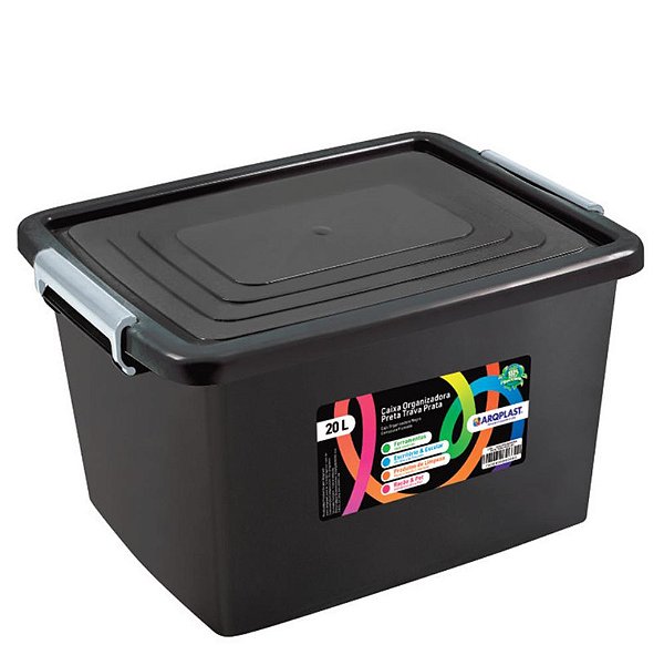 ORGANIZADOR C/ TRAVA 20L PRETA 40 X 30 X 23 CM