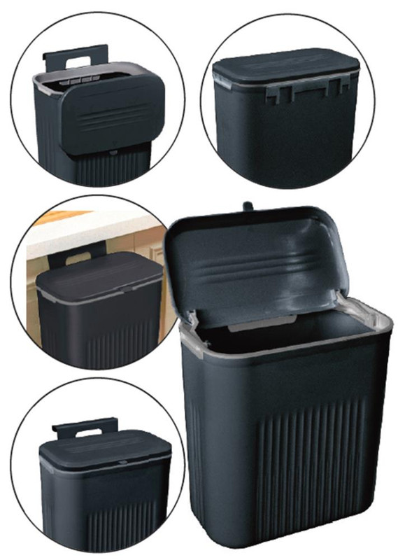 LIXEIRA 9L SUSPENSA C/ SUPORTE ADESIVO E ALÇA