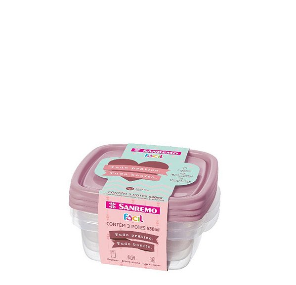 FACIL - CONJ C/ 03 POTES QUAD BAIXO 530ML