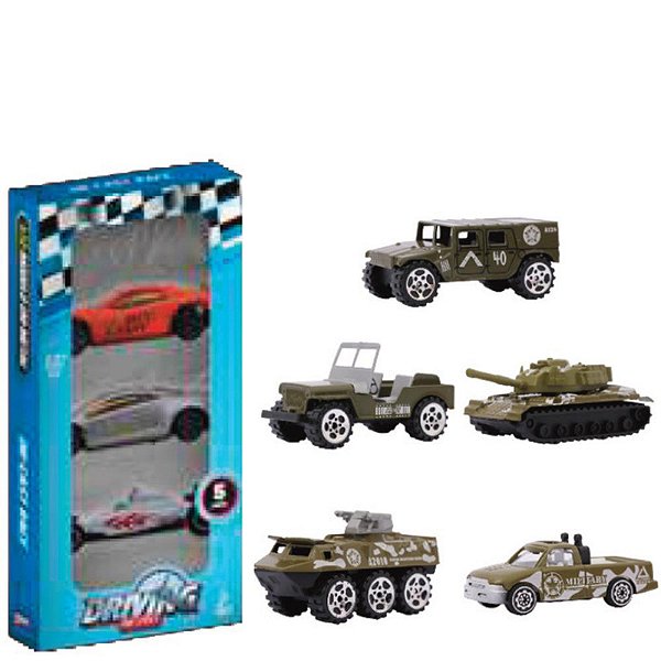 ZIPPY - CARRINHO DIE-CAST RODA LIVRE JG C/ 05 UN EXERCITO