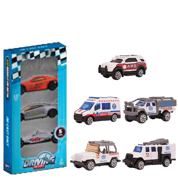 ZIPPY - CARRINHO DIE-CAST RODA LIVRE JG C/ 05 UN RESGATE