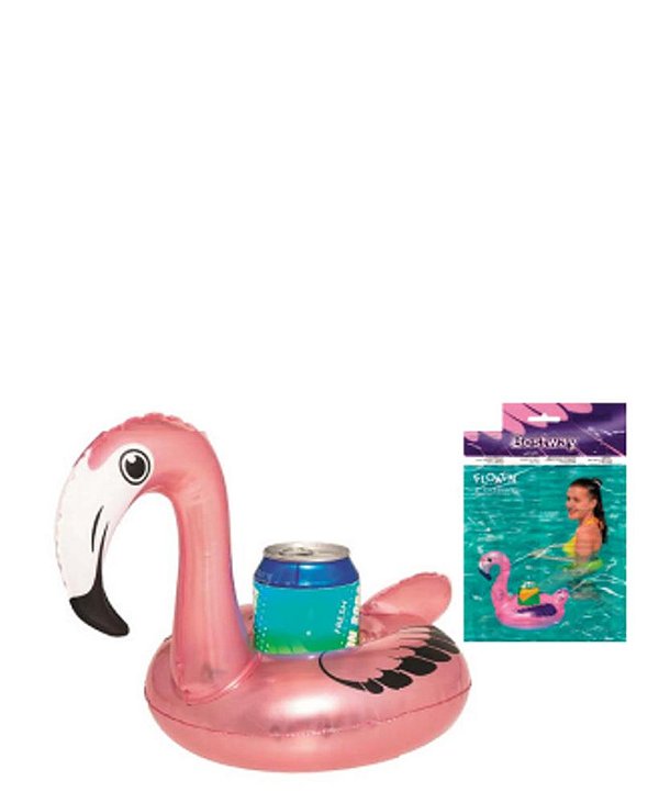 PORTA COPO INFLÁVEL FLAMINGO 26,5X24 CM